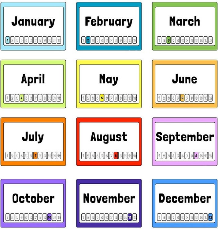 Months of the year in English